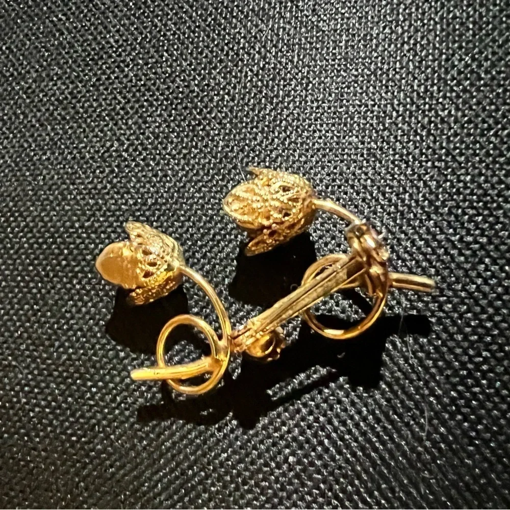 Vintage Double Crystal Filigree Flower BROOCH PIN Rhinestone